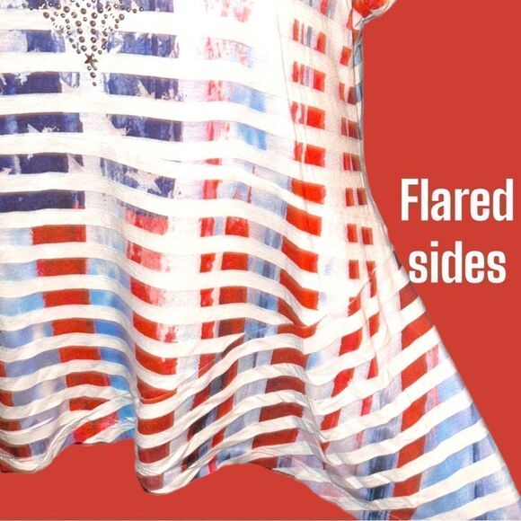 One world cute patriotic red white and blue top! - Picture 7 of 12